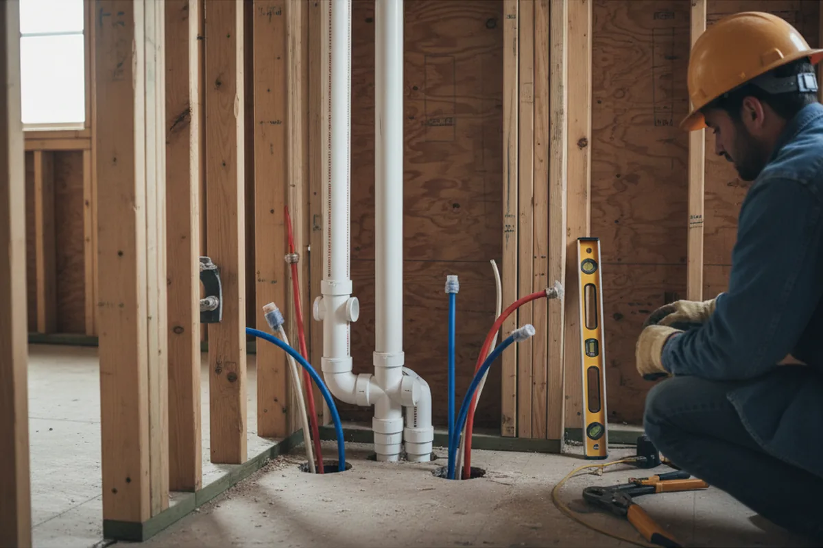 Drain and supply rough-in during Sump Pump Repair in Southfield